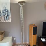 Plexiglass and brass floor lamp. 1970. Italy.