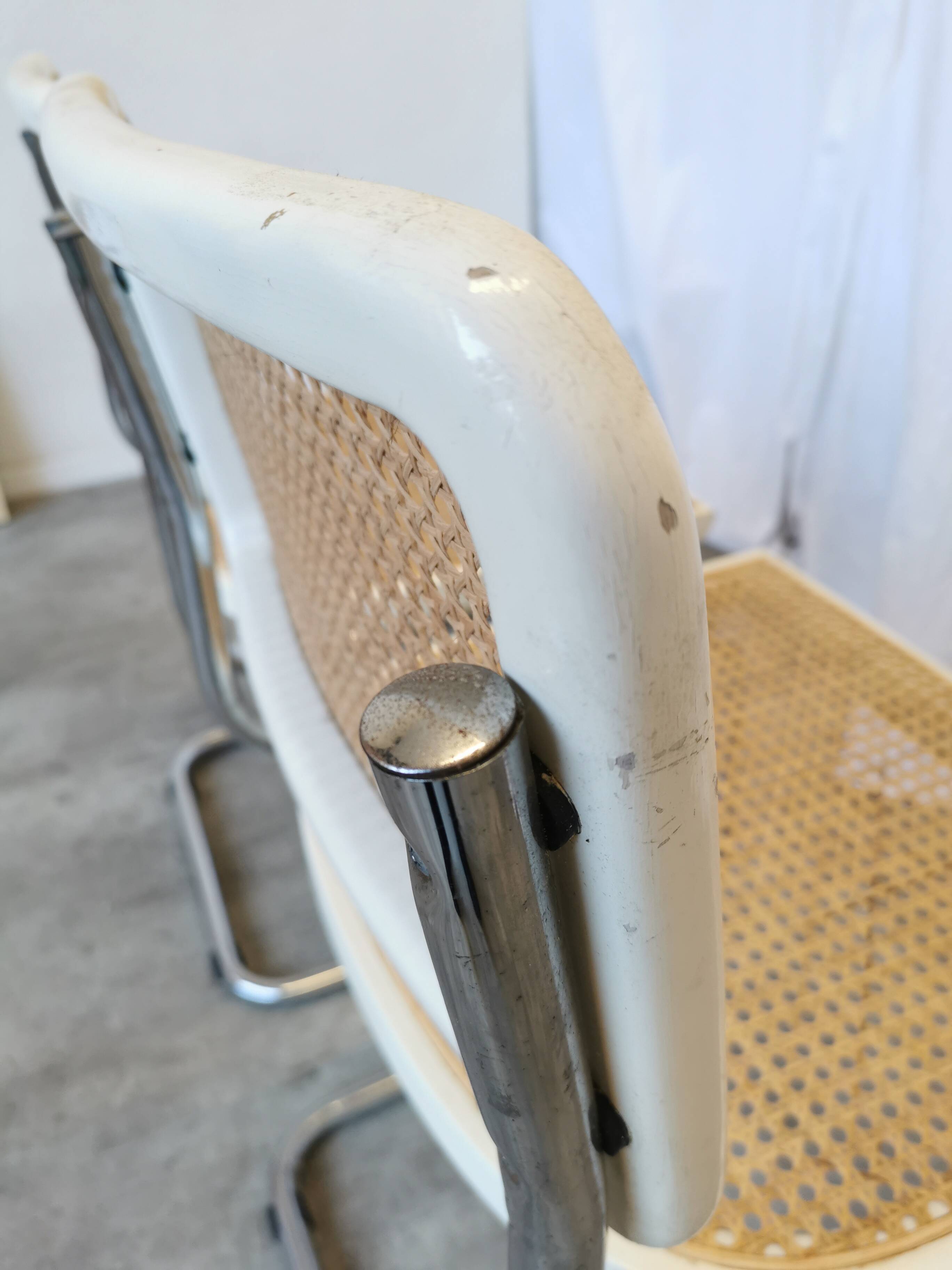 Ensemble de 2 chaises Cesca vintage de Marcel Breuer : chaises de salle à manger en osier style Mid-Century Modern