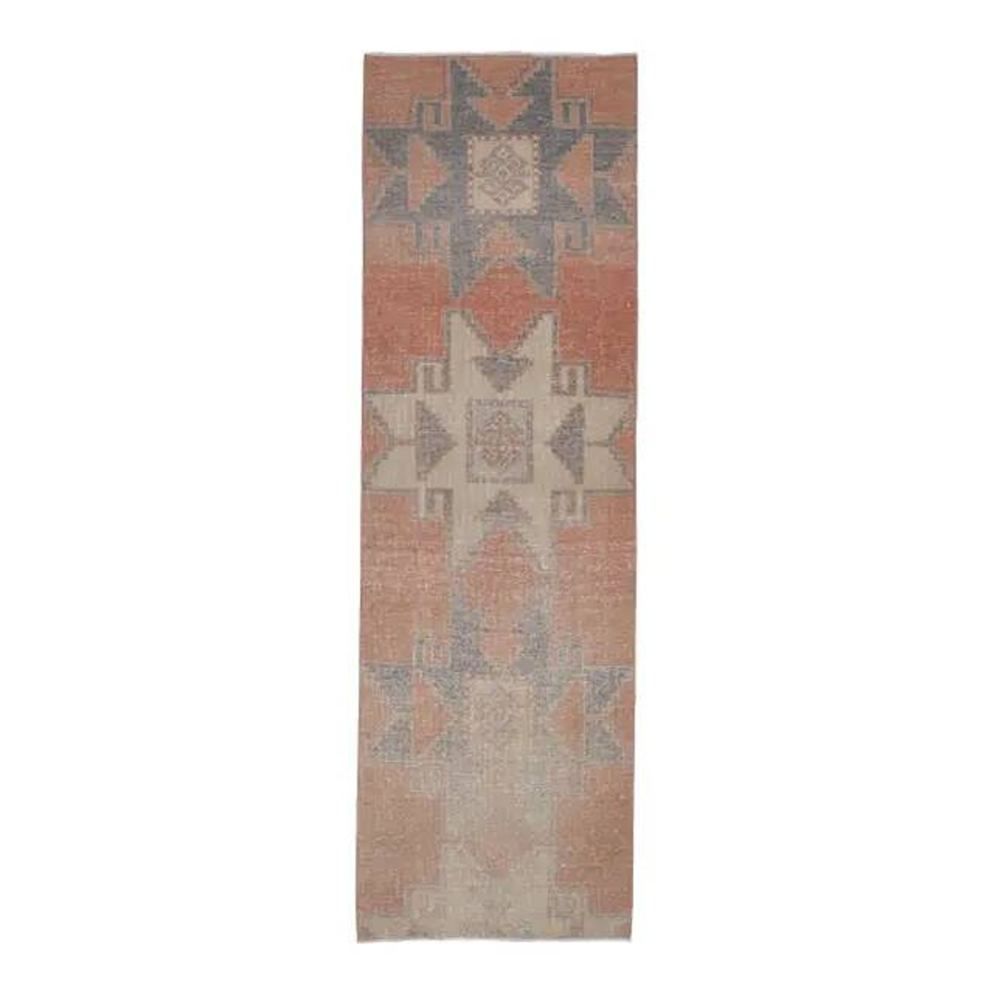 1970s Turkish Oushak Handmade Wool Cotton Orange Runner Rug 81x265