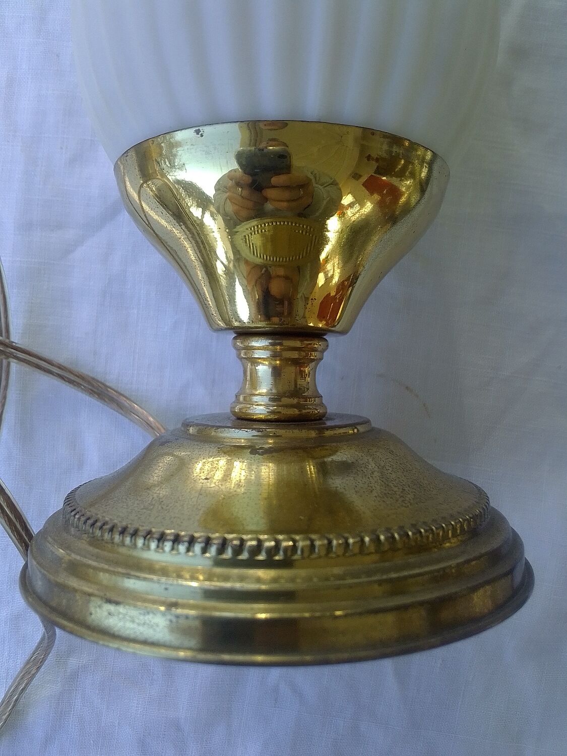 Desk lamp brass plastic lampshade