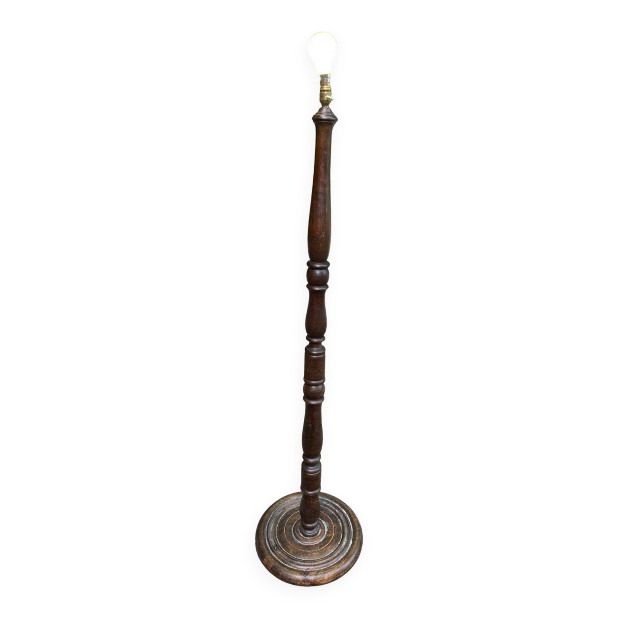 Vintage turned solid wood floor lamp from the 20th century.
