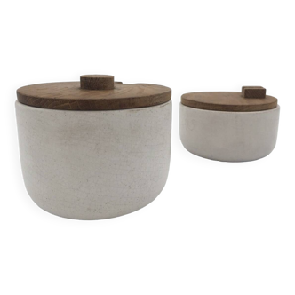 Keramos sèvres, france - glazed ceramic, cetadon and white covered pots - 1950s-1960s