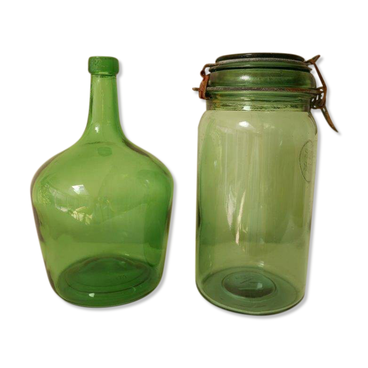 Set of demijohn and green Durfor preserves