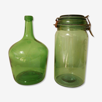 Set of demijohn and green Durfor preserves