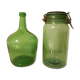 Lot dame-jeanne et conserve Durfor vertes