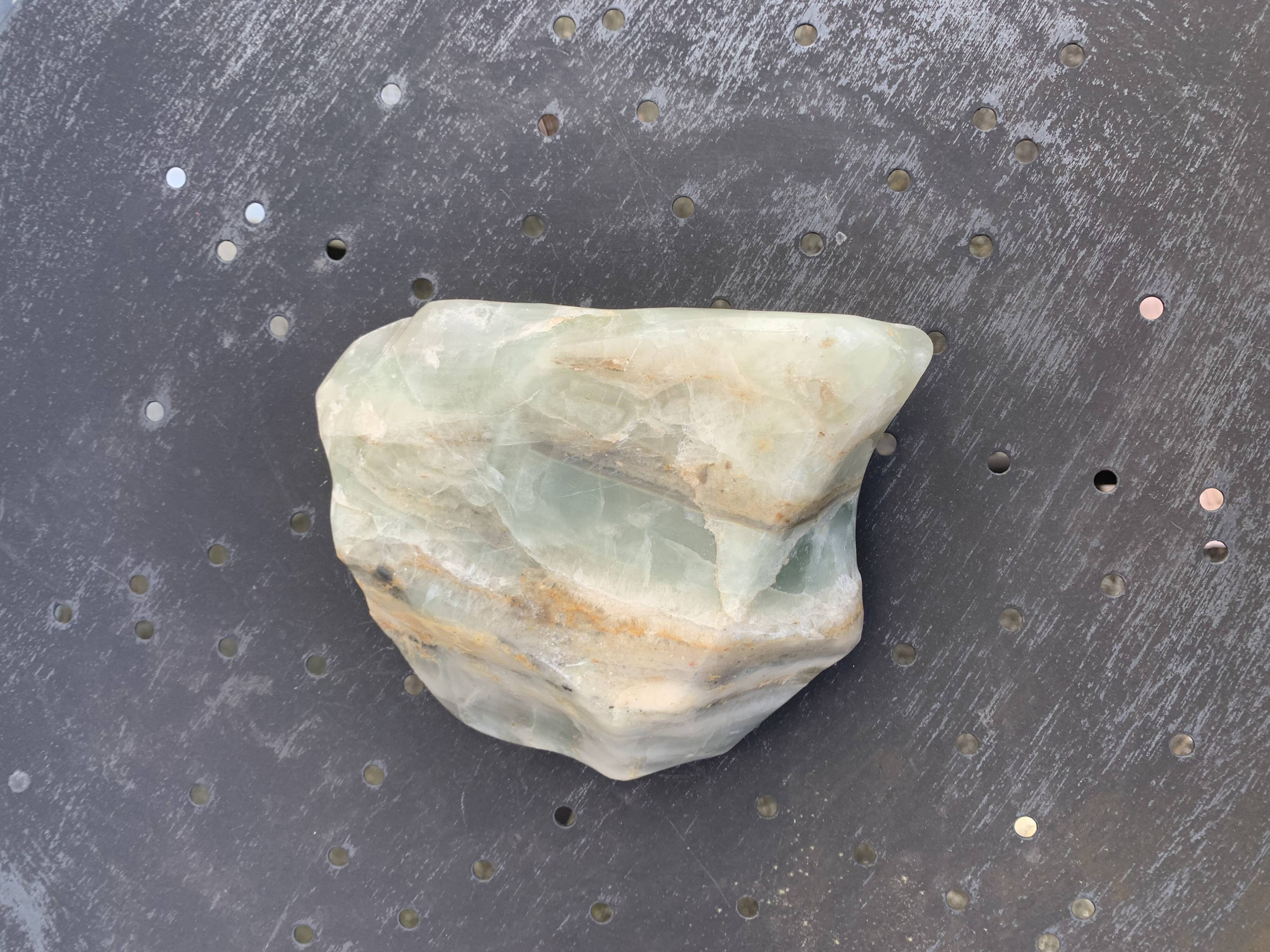 Ashtray cup in a green polished stone and vintage veins