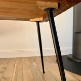 wooden coffee table and 70s design compass legs