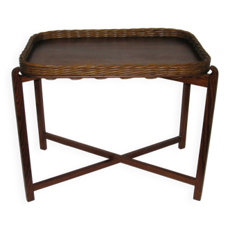 Rattan coffee table, folding, art deco from the 1930s