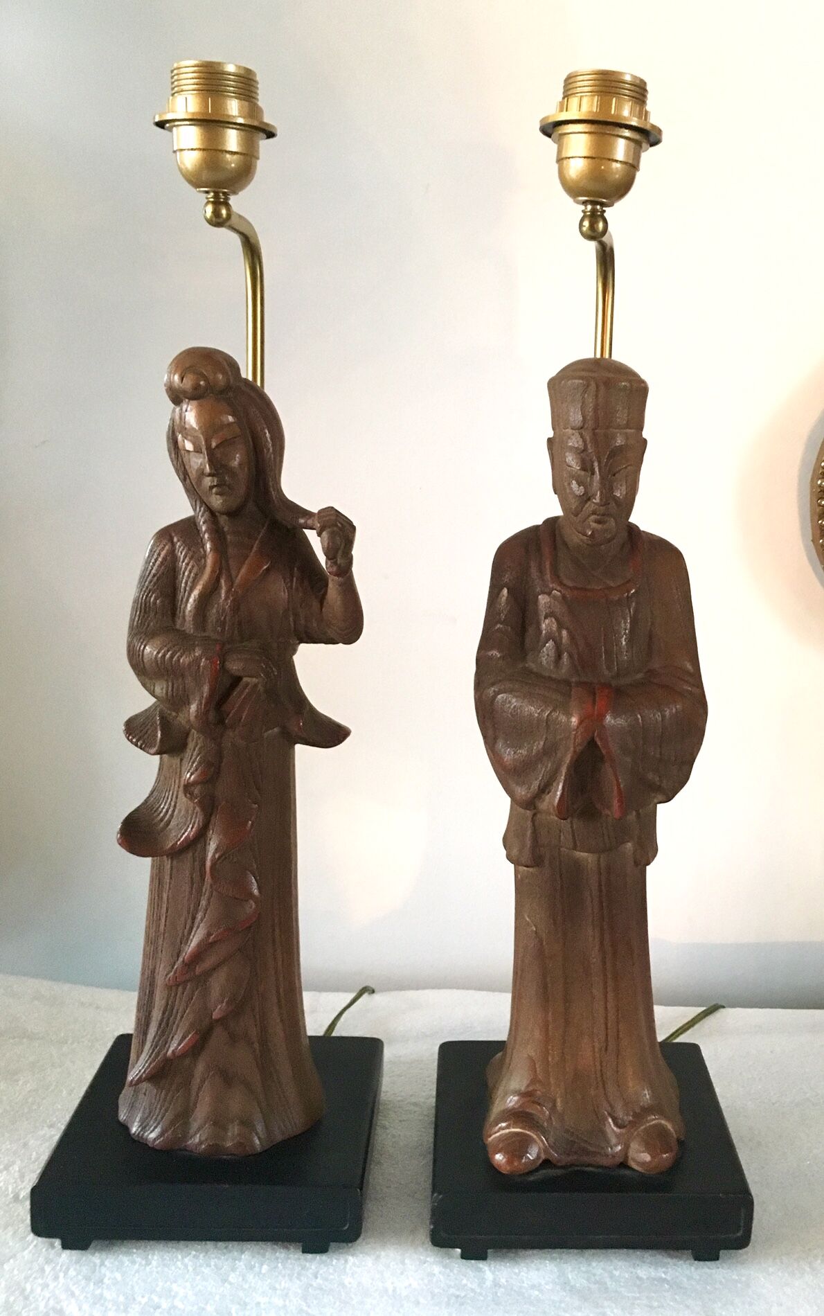 A Pair Of Wooden Lamps The Way of James Mont