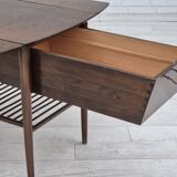 1950s, Danish foldable coffee table with drawer and shelf, original condition.