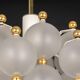 Large frosted glass and brass chandelier by Kinkeldey, Germany, 1970s.