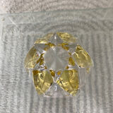 Cendrier vide poches vintage en verre ou cristal ciselé jaune