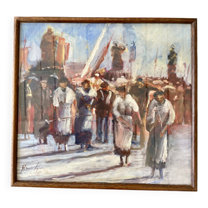 Huile sur bois mise sous - italie