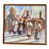 Huile sur bois mise sous verre ; Italie années 60