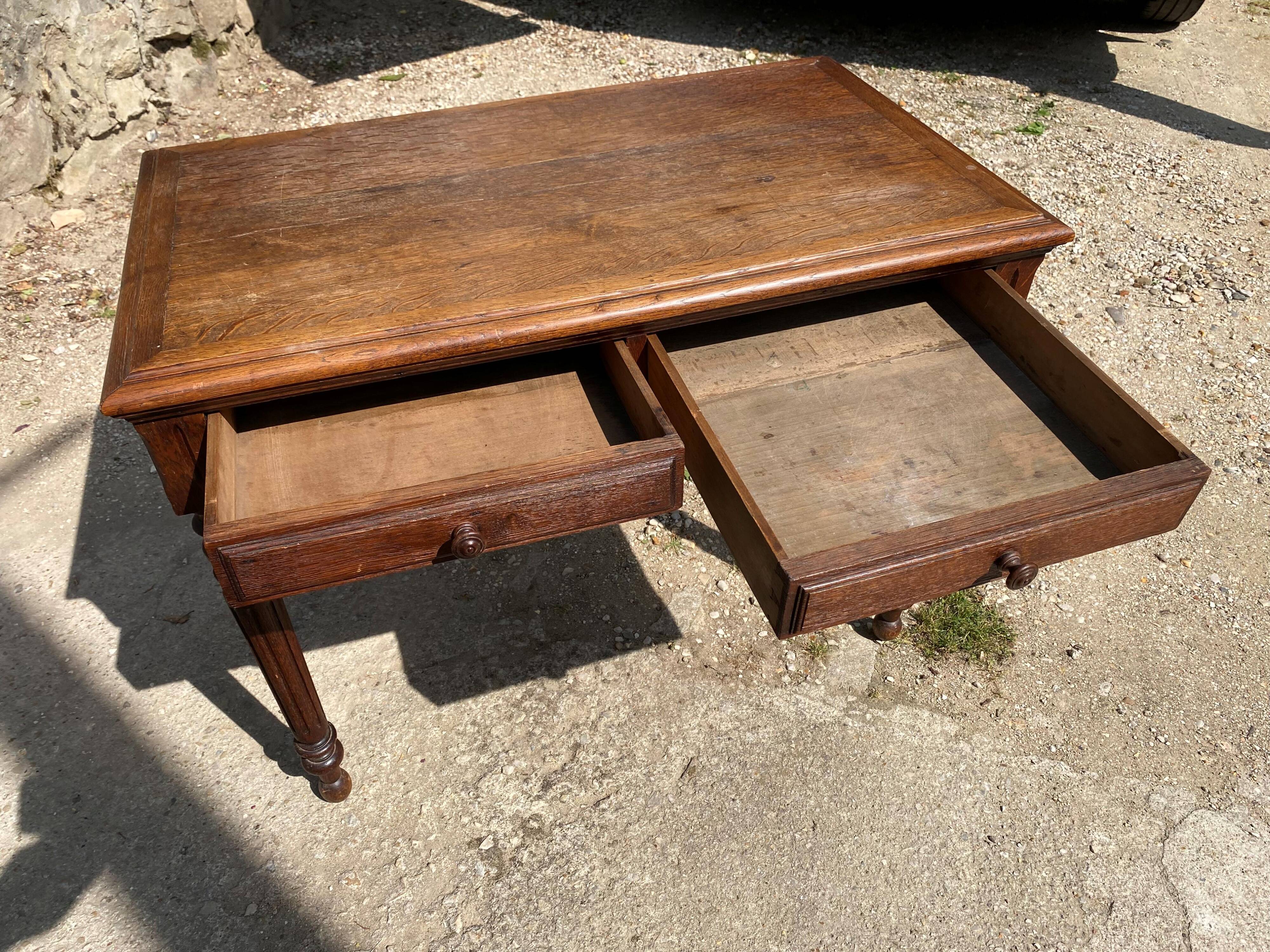 Oak desk with 2 drawers, 97 x 58 cm