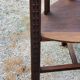 Set of three brutalist tripod armchairs in carved solid oak