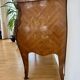 Louis XV style curved chest of drawers with floral marquetry and marble top