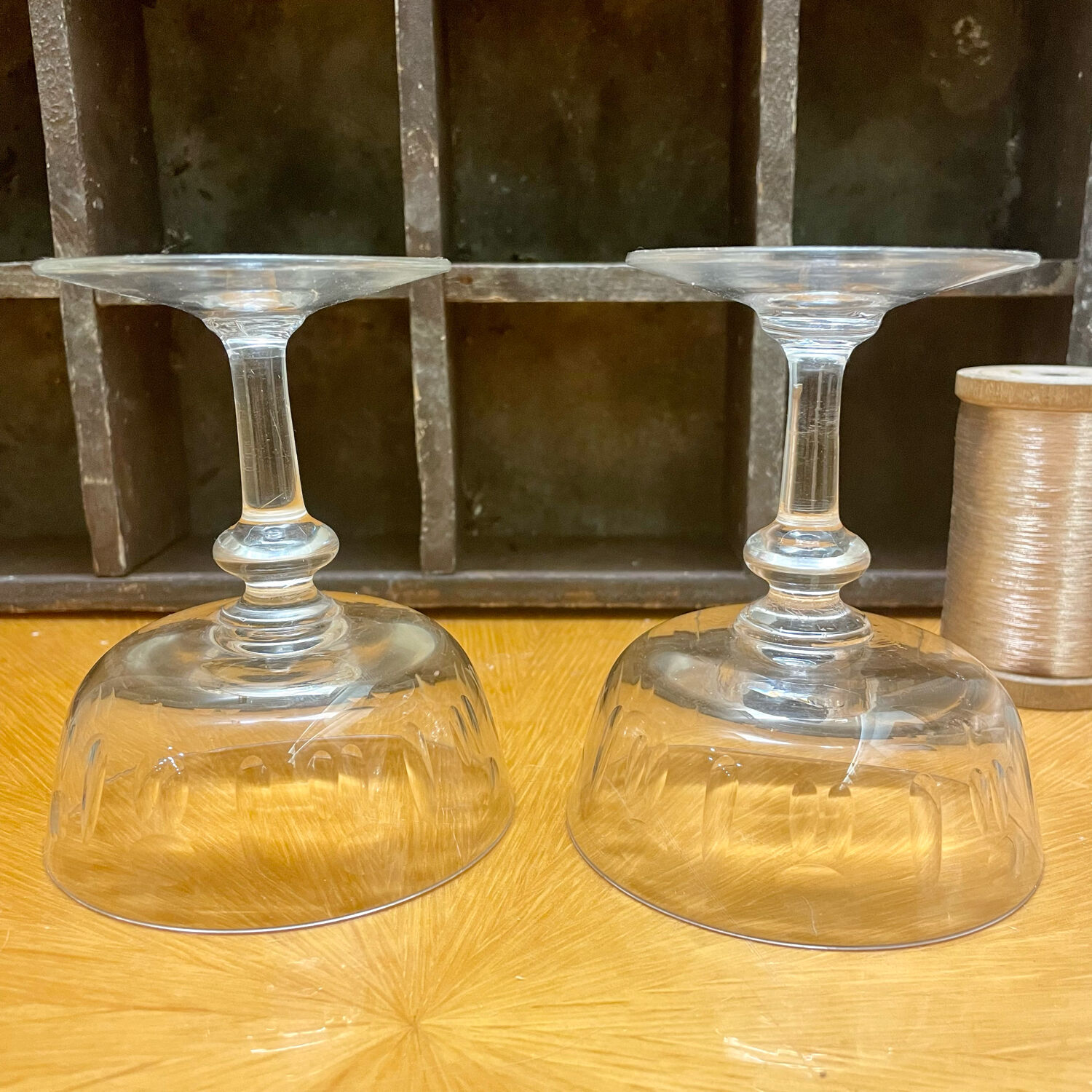 Pair of old champagne glasses