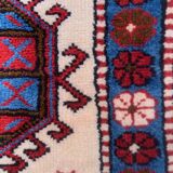 Old turkish kazak rug 129x91 cm vintage tribal carpet, red and blue large