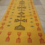 Yellow woolen carpet 208x64cm