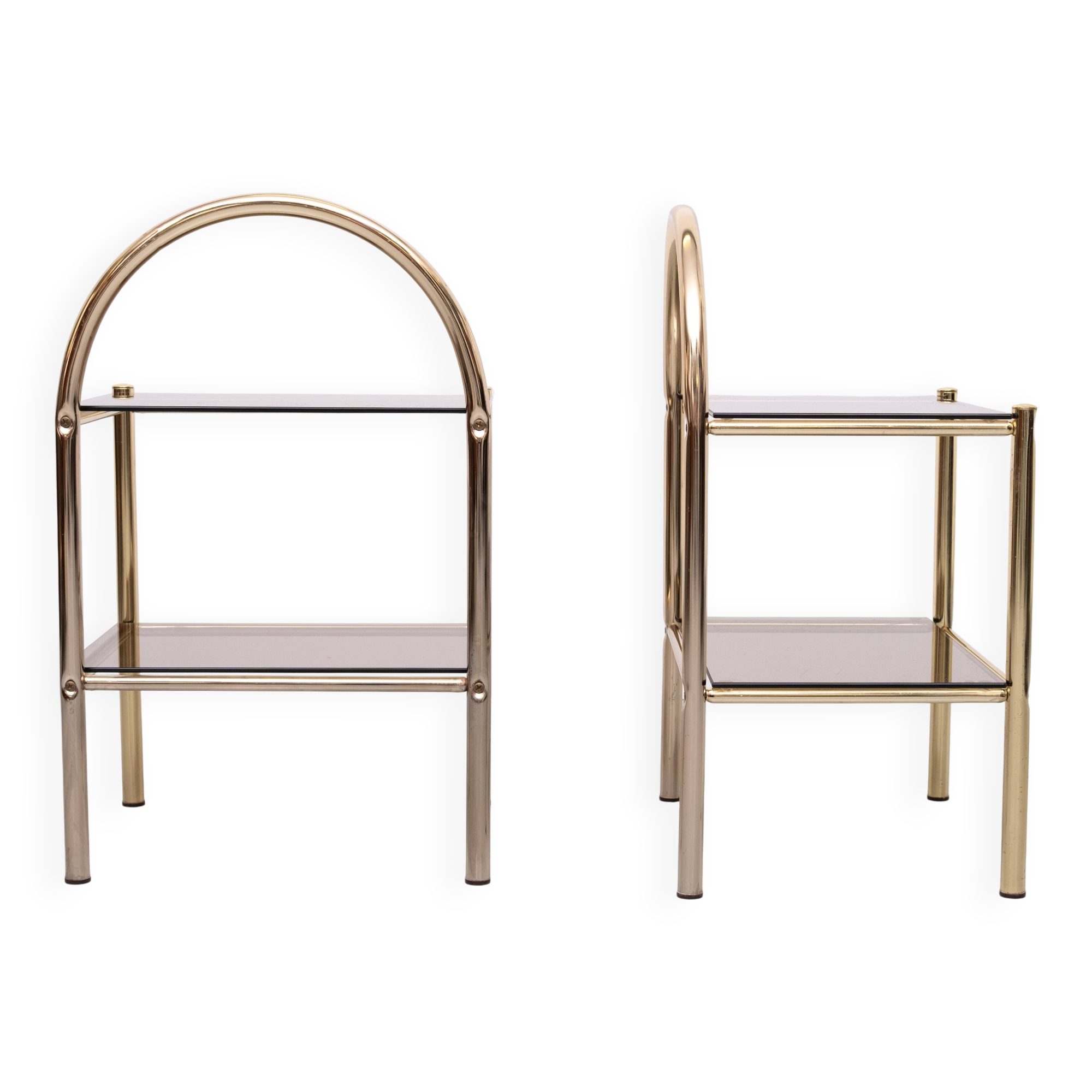 Pair brass bed side tables 1970s France