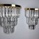 Pair of Venini wall lamps, 3 levels, triedri crystals, Italy, 1970