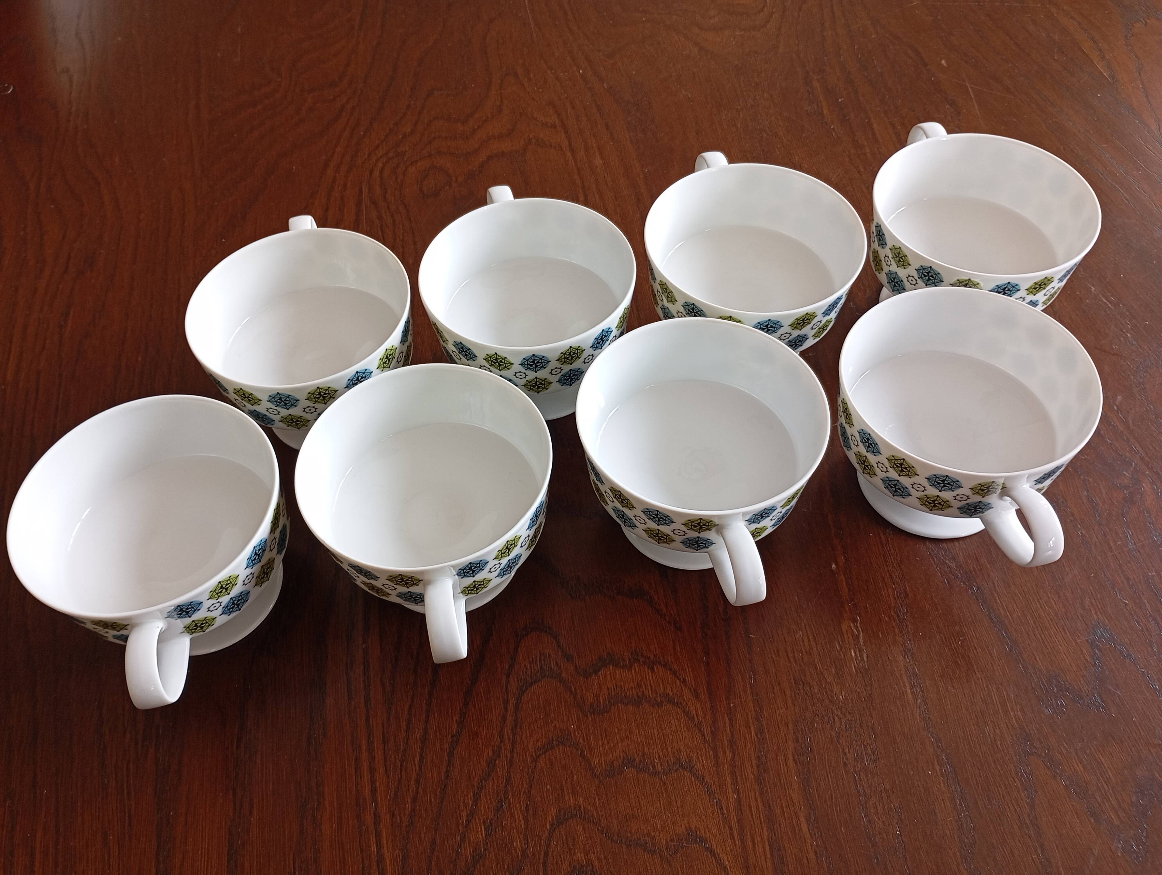 Service 8 cups "Rosette Taïga" Tapio Wirkkala & Ute Schröder for Rosenthal, ca 1970