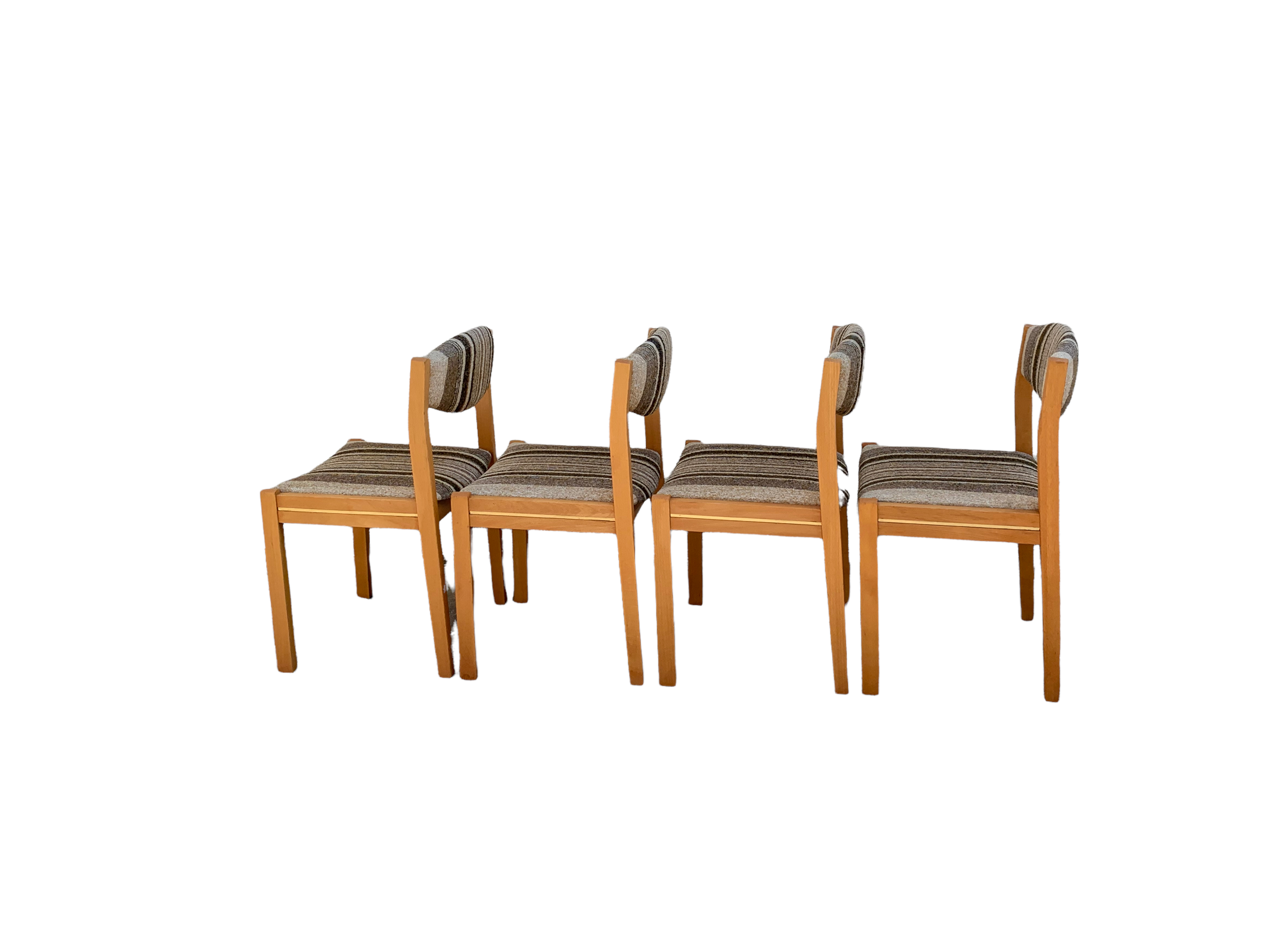 Suite of 4 chairs self beech brass and wool 1960