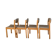 Suite de 4 chaises self hêtre laiton et laine 1960