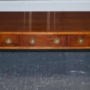 Coffee Table with 3 Drawers Military Campaign in Yew Wood, Elm and Brass, 1950s