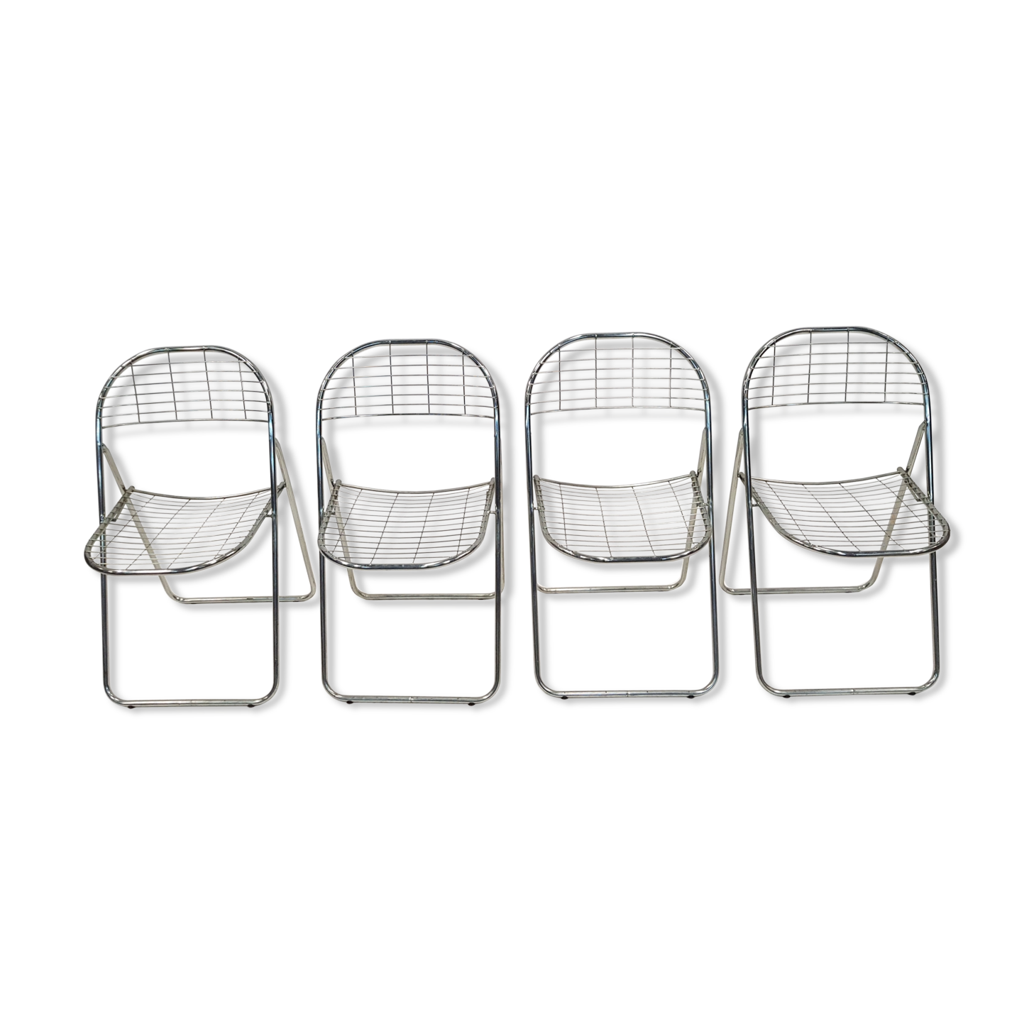 4 chaises pliantes métal chromé années 70