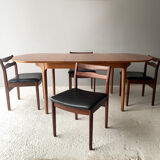 Mid century 1960’s dining table and 4 dining chairs by Nathan