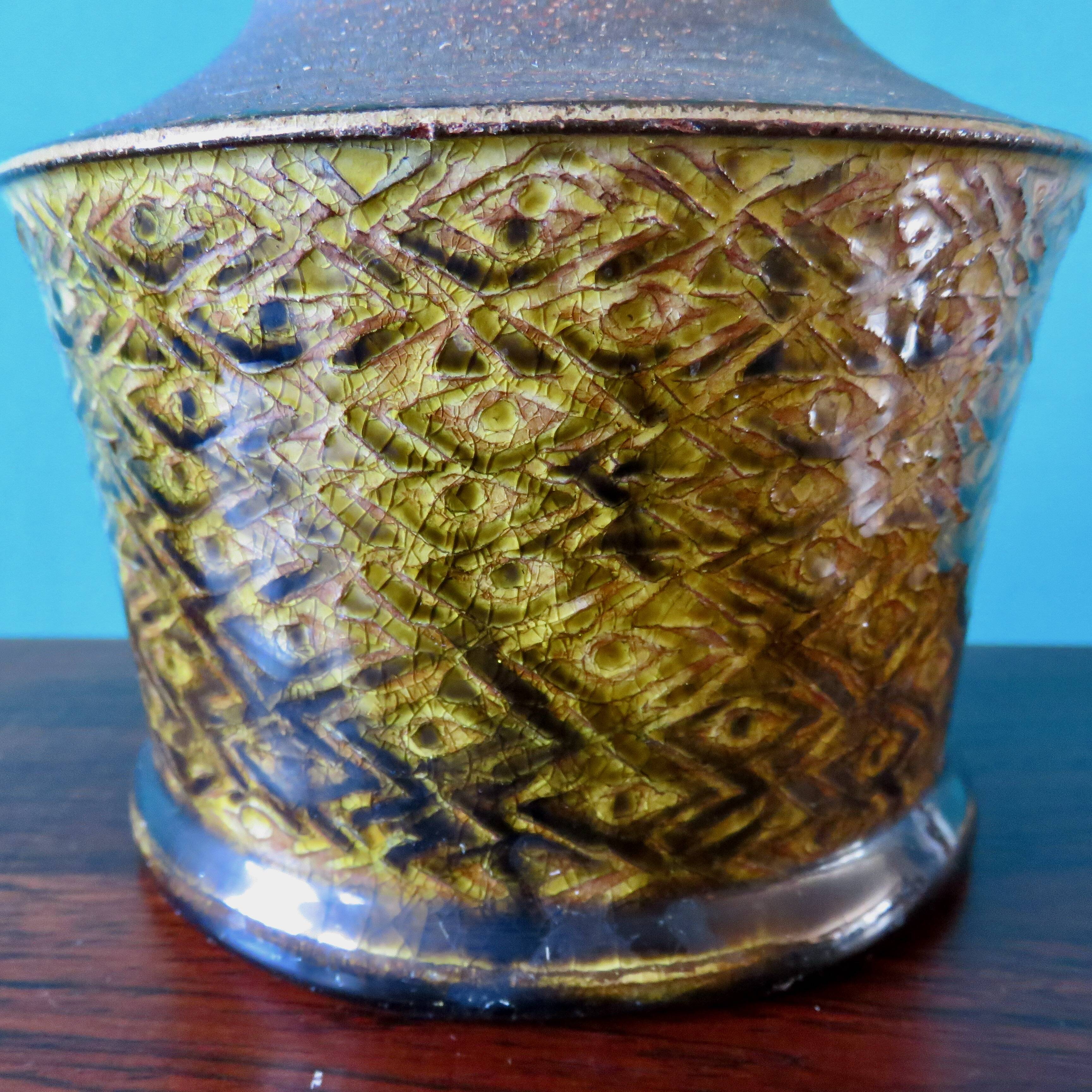 Bedside lamp in stoneware and ochre glaze. Nils Kahler, Denmark, 1965