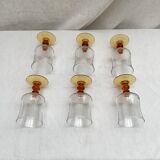 Set of six stemmed glasses stamped France size: height -14cm- diameter -7cm-