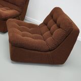 Vintage Brown German 3-seat Modular Design Sofa Boucle, 1970s