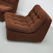 Vintage German brown boucle modular 3-seater sofa, 1970s.