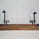 Solid wood and wrought iron wall hook, rustic style, 59 cm