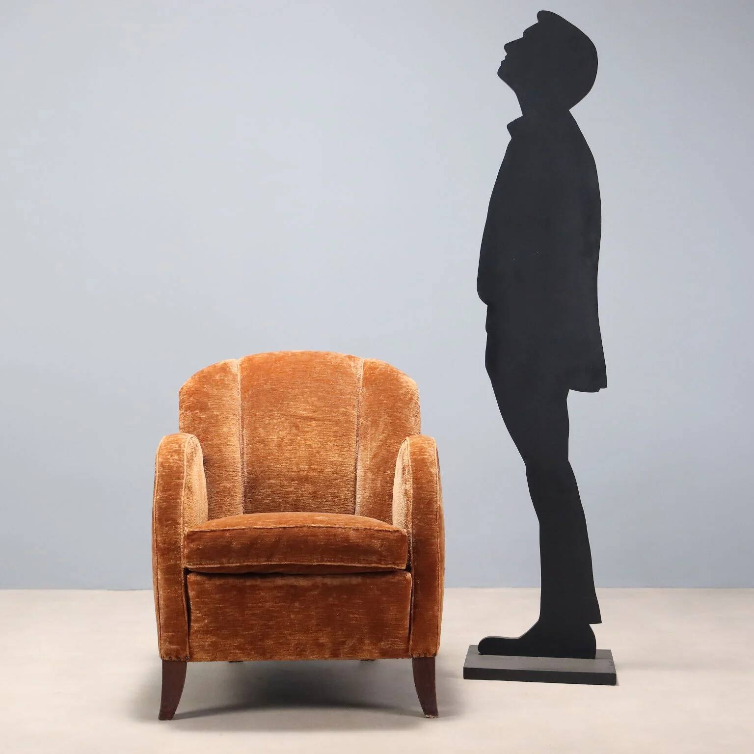 Vintage velvet armchair design Italy 1940s-1950s