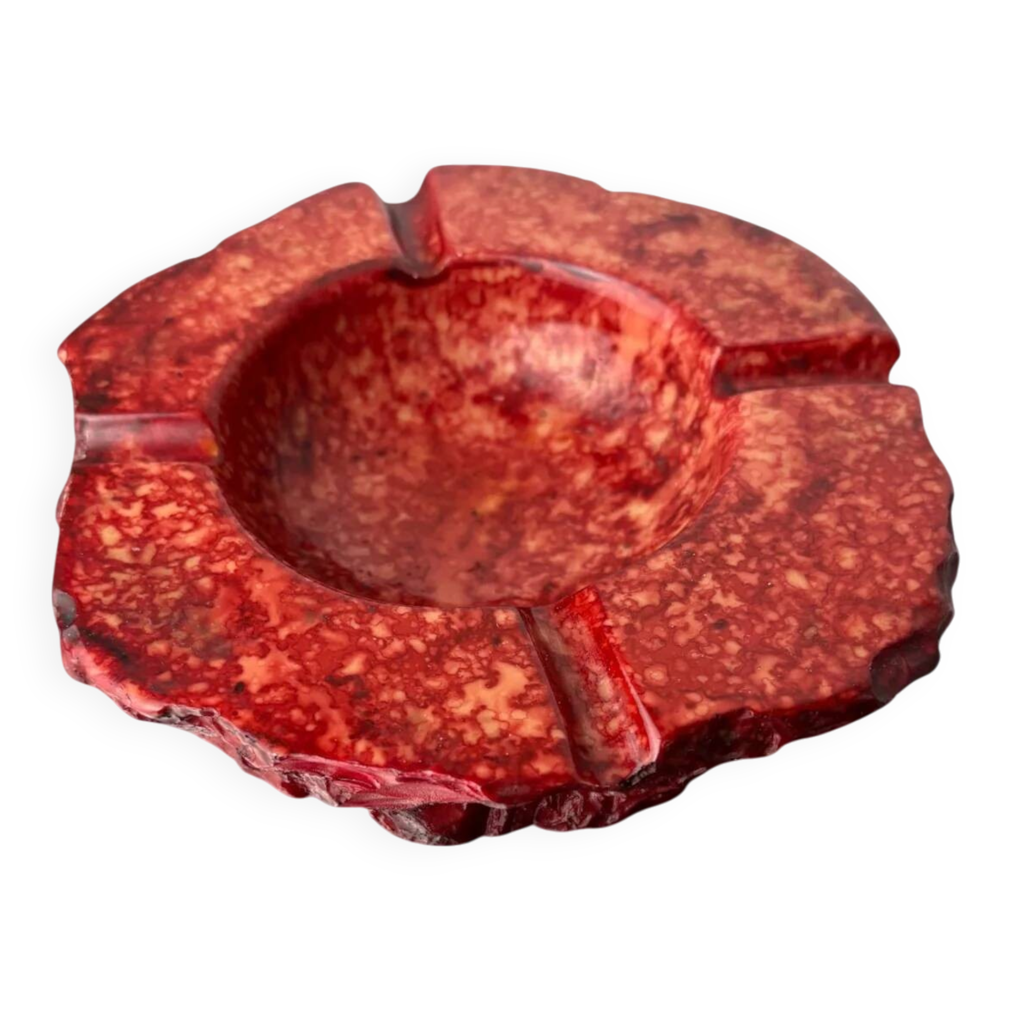 Red faux alabaster ashtray by Romano Bianchi, Italy, 1970s