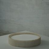 Modern mid-century ceiling/wall lamp from the 1950s in linen, made in Sweden.