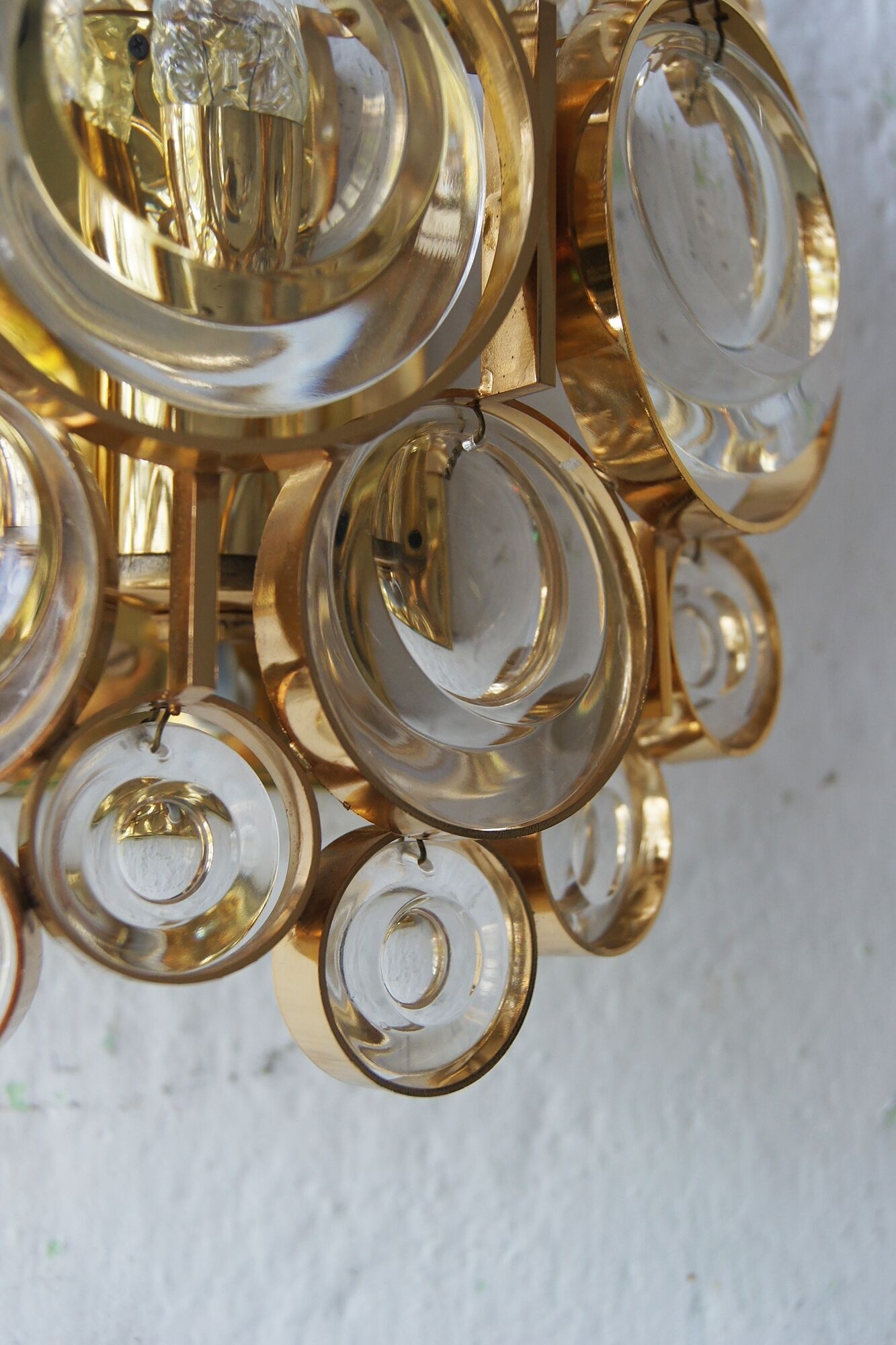 Brass and crystal glass wall lamps from Palwa