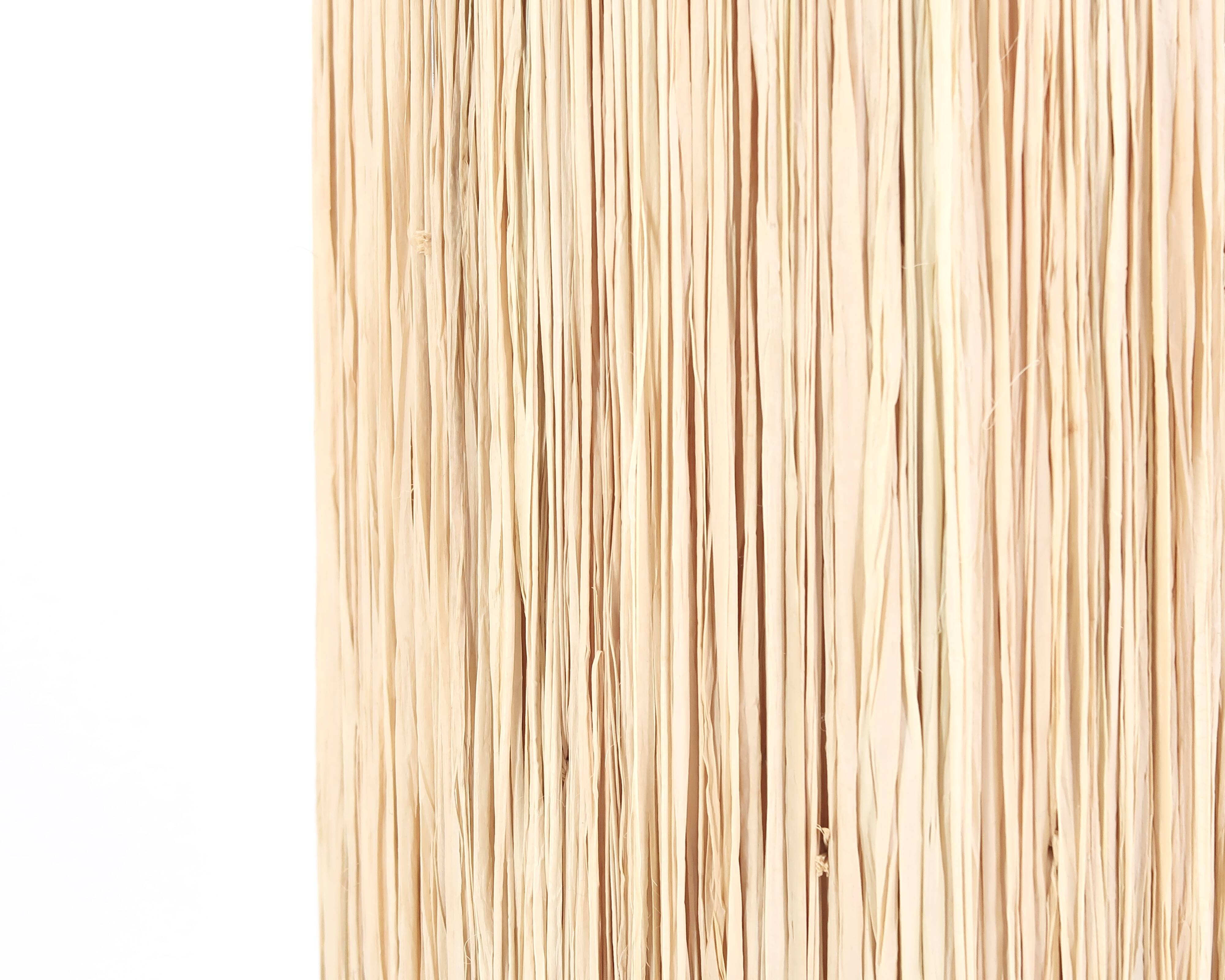 Blue and gold ceramic lamp by Georges Pelletier, raffia lampshade