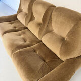 Cosy 3-seater sofa, convertible, French design from the 70s, vintage.