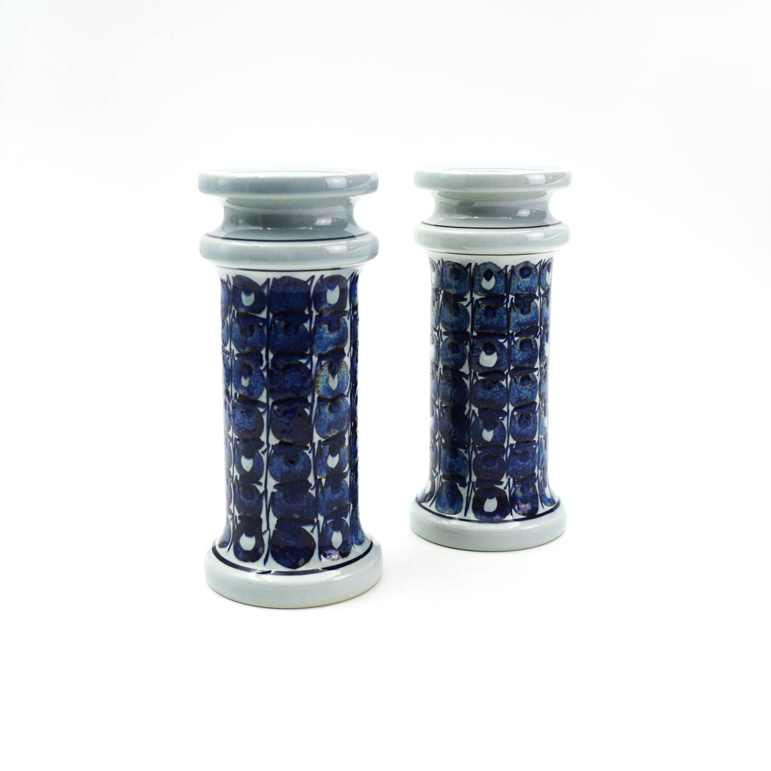 Pair of earthenware candlesticks from the Tenera series by Grete Helland-Hansen for Royal Copenhagen