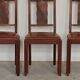 Set of 6 Art Deco chairs in Oak and Walnut with camel leather.
