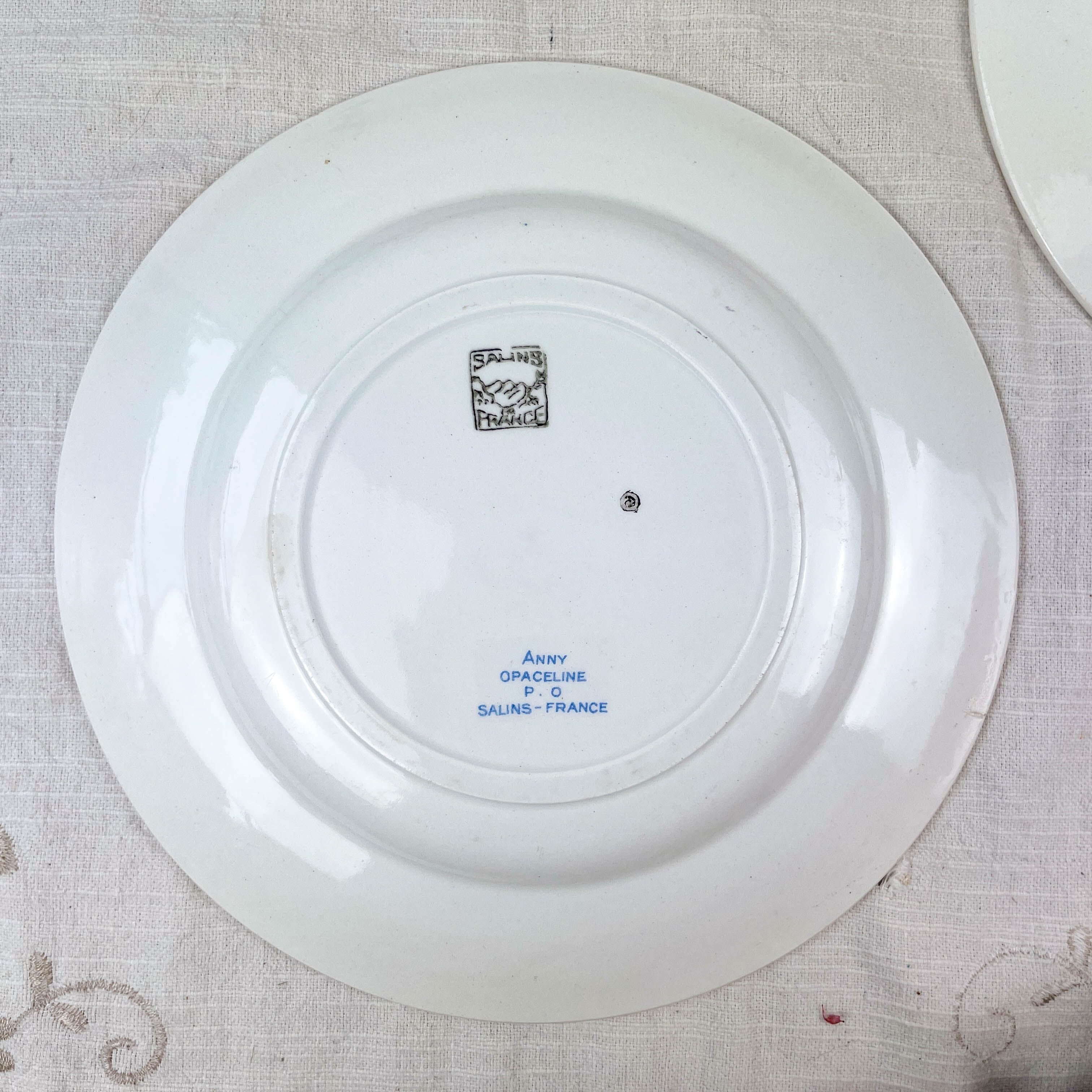 6 assiettes terre de fer salins modèle "anny" motif fleuris