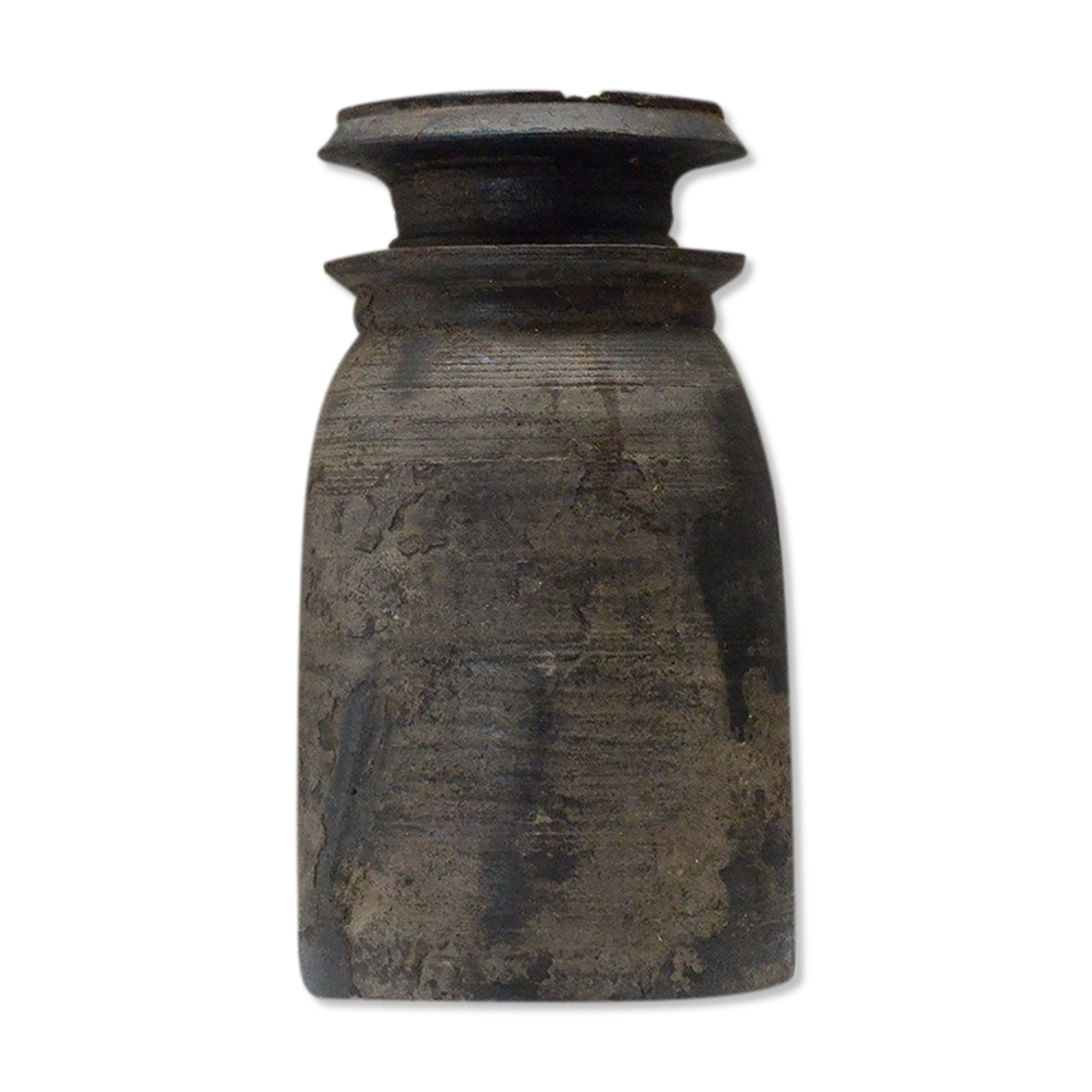 Antique Wooden Pot from Nepal Rustic 19th Century Storage Container