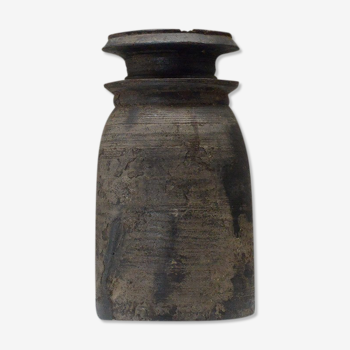 Pot en bois antique du Népal Conteneur de stockage rustique du 19ème siècle