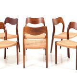 Set of 6 chairs vintage model 71 by N.O.Moller