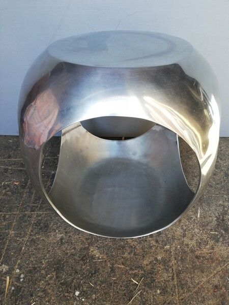 Brushed stainless steel pouffe design 1970